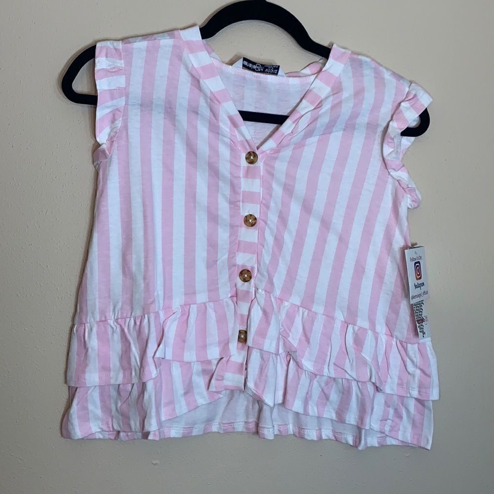 Kensie girl pink white top new with tags medium girls (D1)